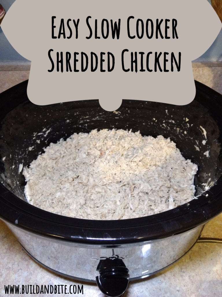 Easy Slow cooker shredded chicken pinterest image